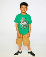 Organic Cotton Jersey T-Shirt With Print Green