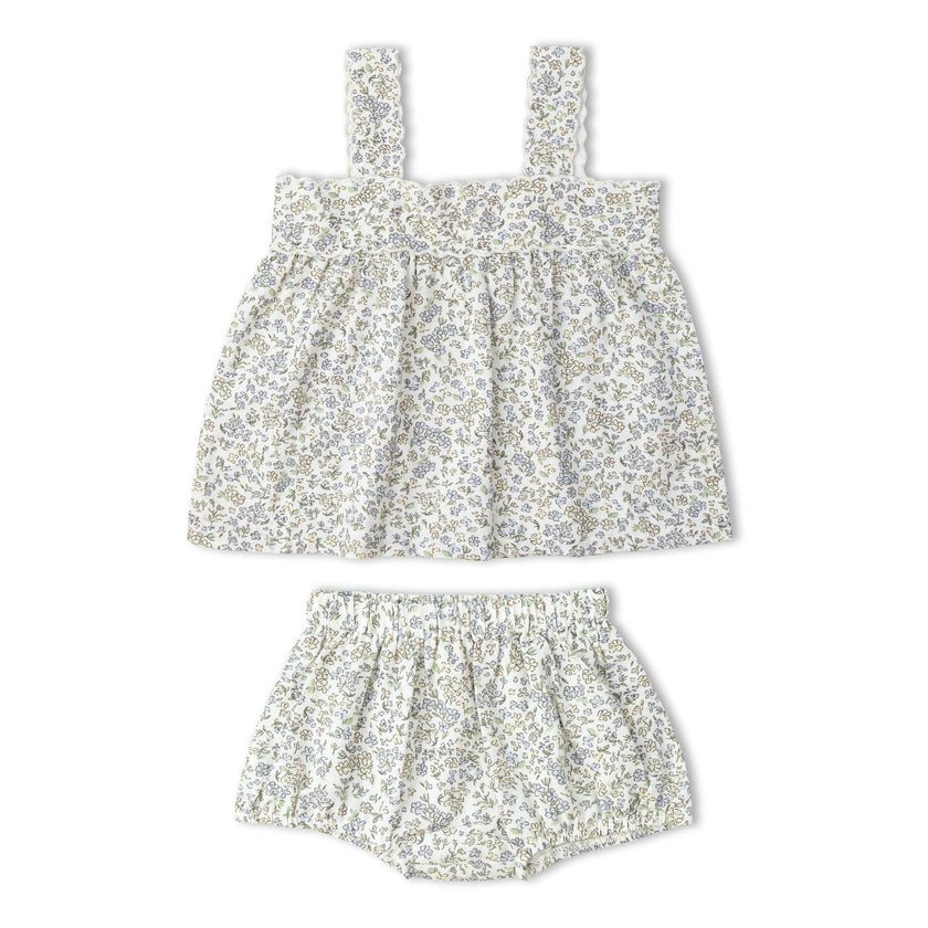 Organic Scalloped Top & Bloomers Set - Tulle Floral