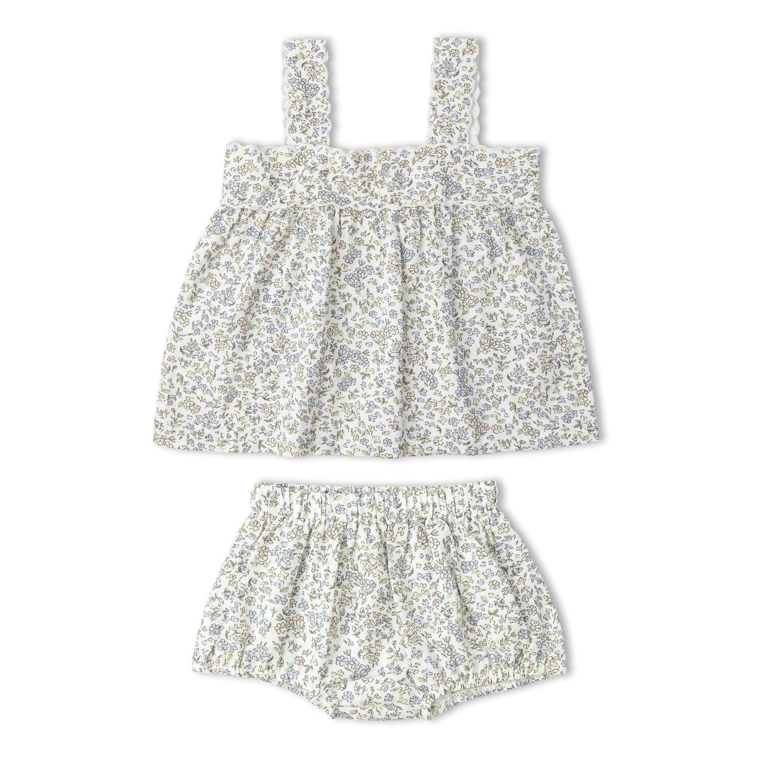 Organic Scalloped Top & Bloomers Set - Tulle Floral