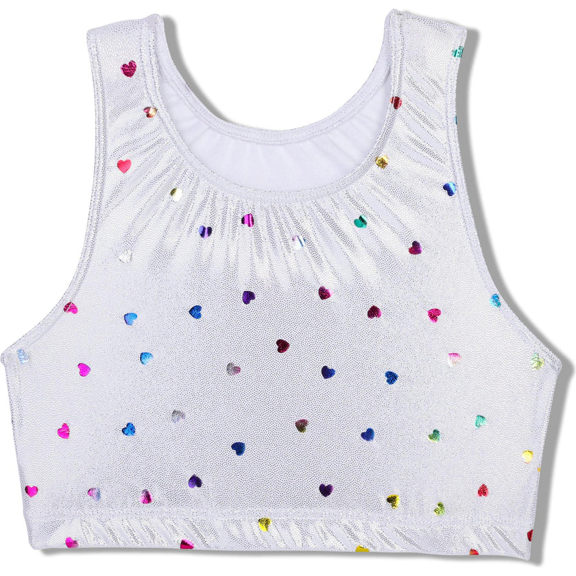 Hearts Shimmer Sports Bra Crop, Multi