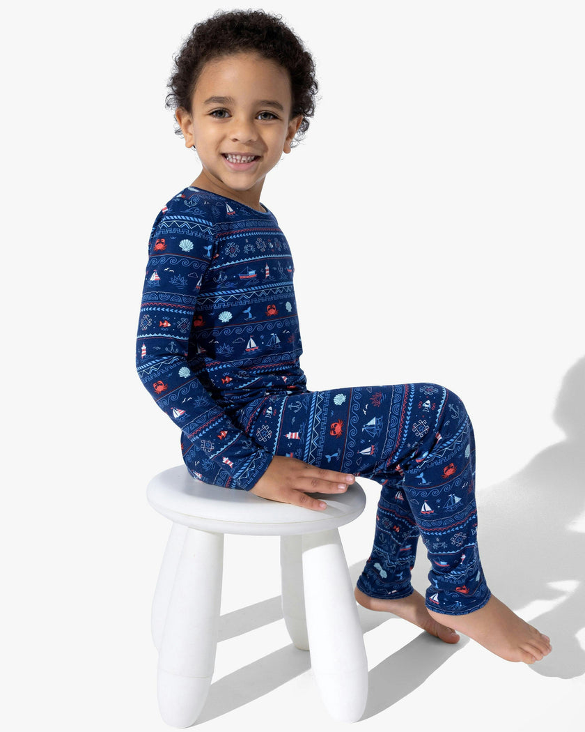 Sail Away Fair Isle Bamboo Kids Pajamas