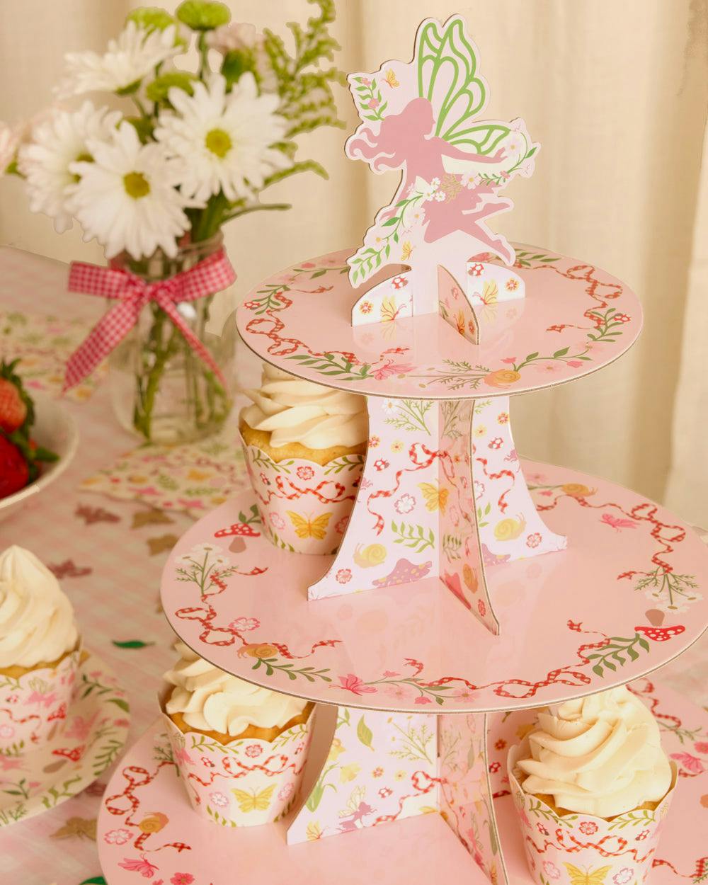 Garden Fairy Cupcake Tower - 3 tiered display