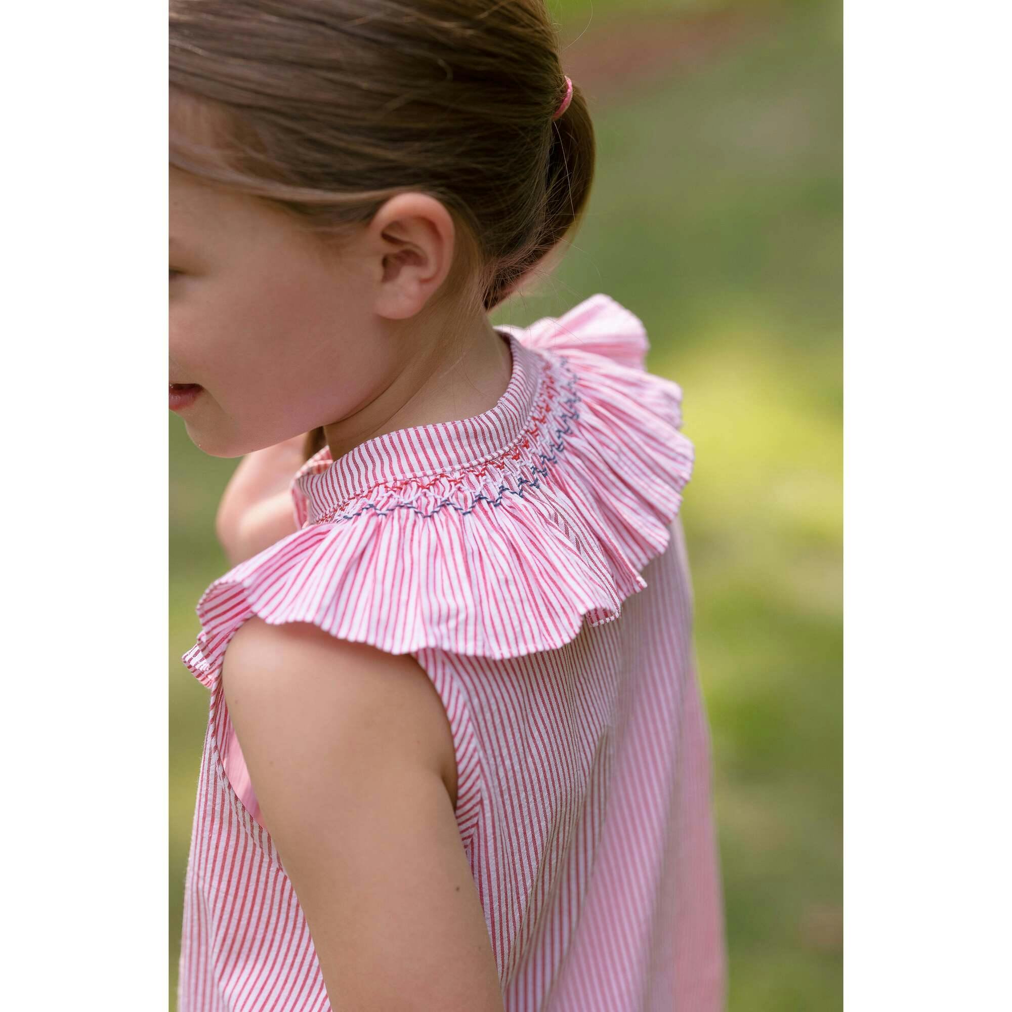 Molly Anne Dress in Red Seersucker