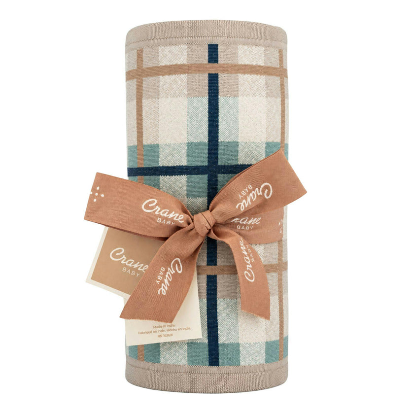 Charlie Farmhouse Knitted Plaid Baby Blanket