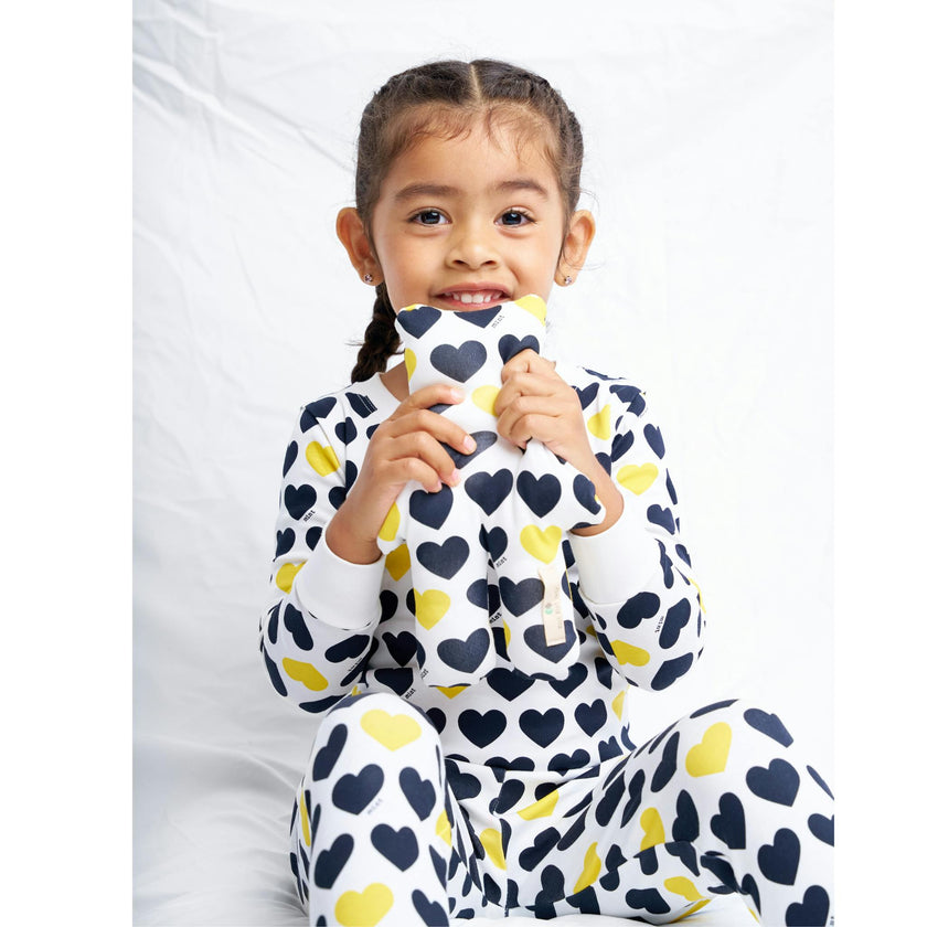 Black & Yellow Hearts Two piece Kids Pajama