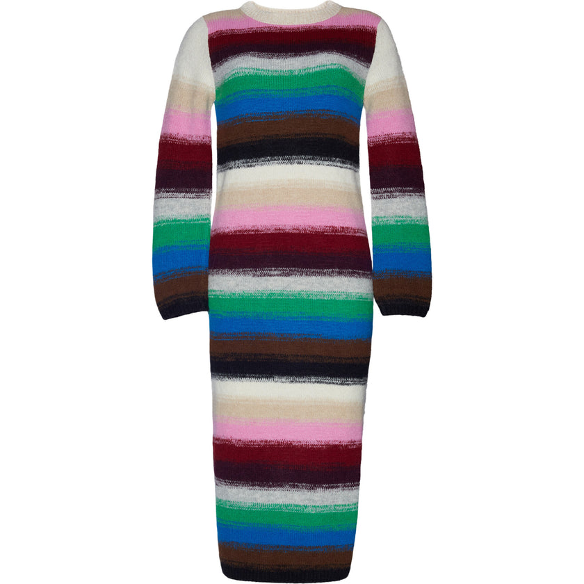 Women's Lydia Jersey Ribbed Crew Neck Long Sleeve Dress, Multi