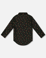 Printed Poplin Shirt with Bow Tie