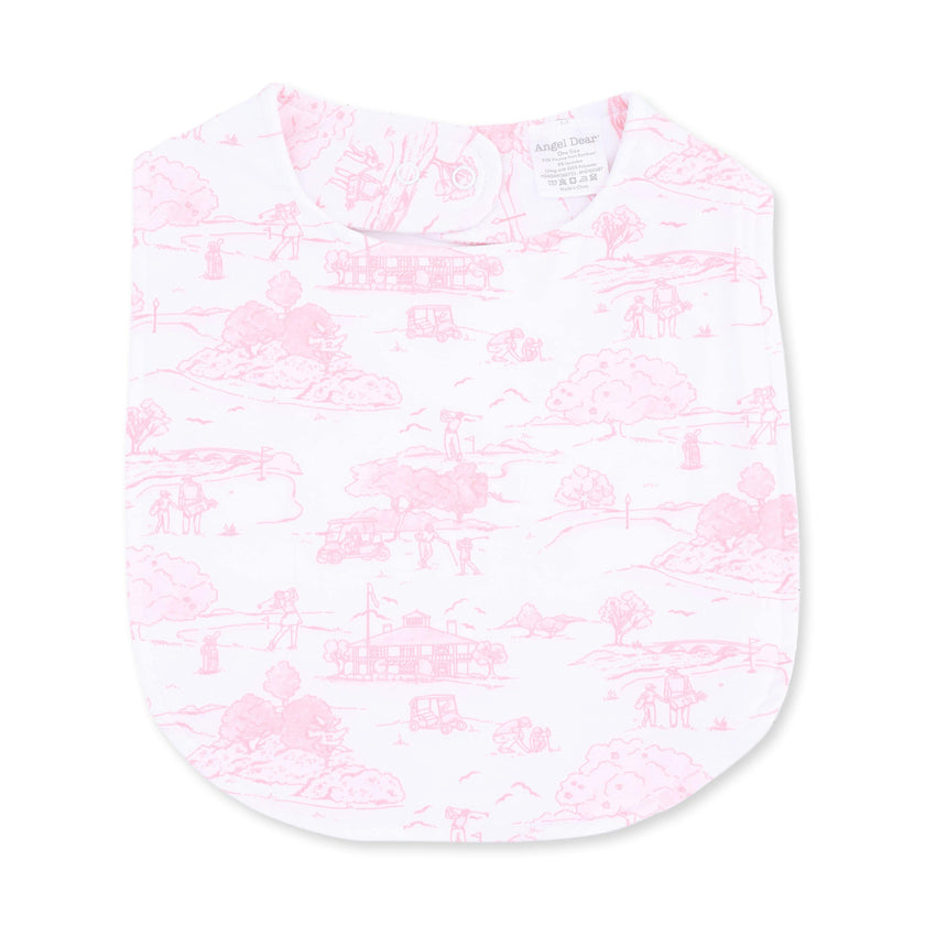 Golf Toile Pink - Feeding Bib