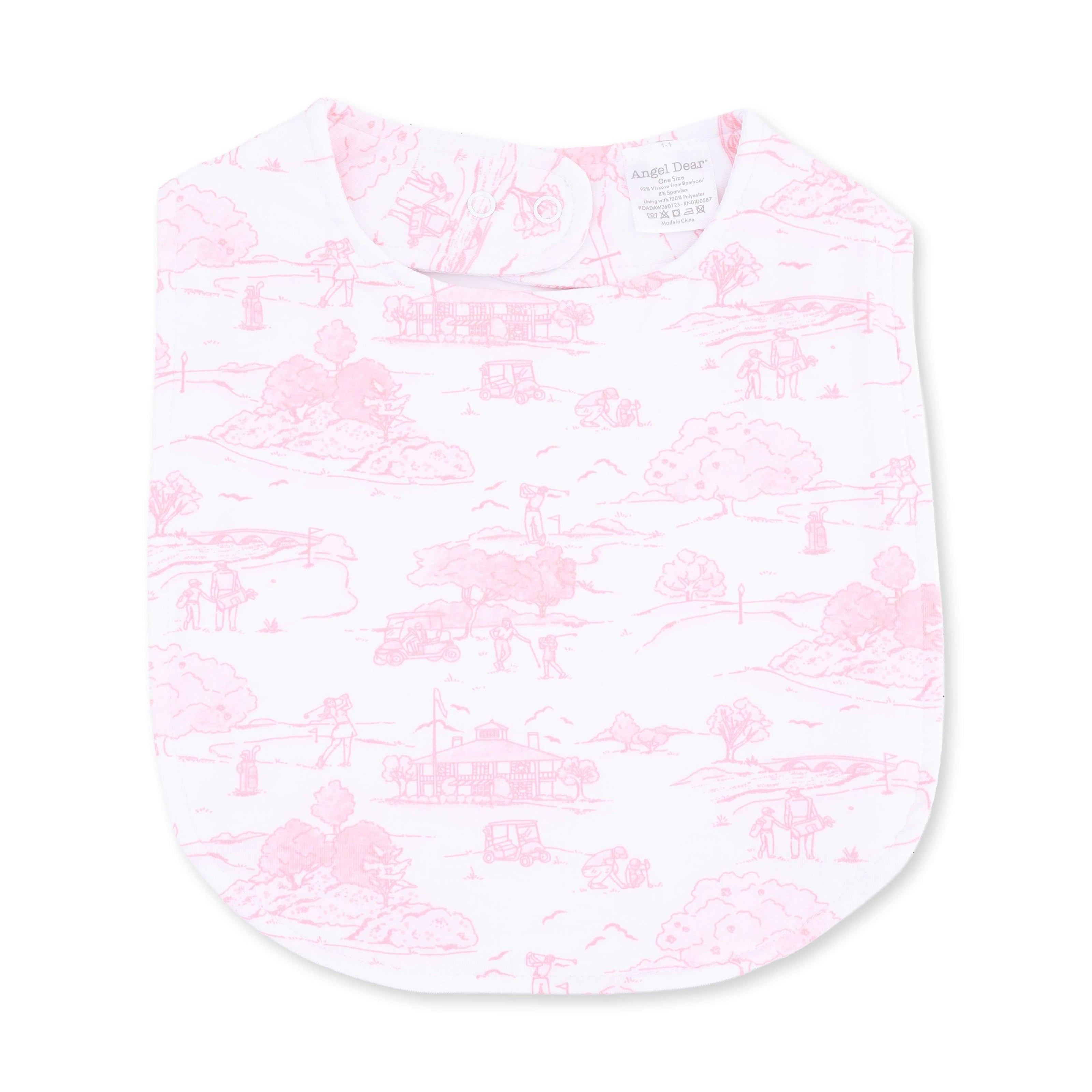 Golf Toile Pink - Feeding Bib