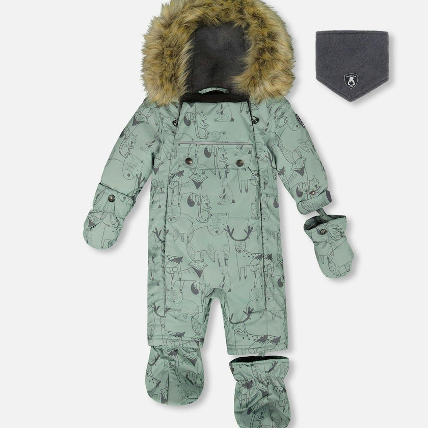 One-Piece Baby Play Snowsuit Designed for Car Seat