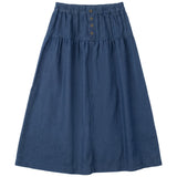 Button Denim Midi Skirt