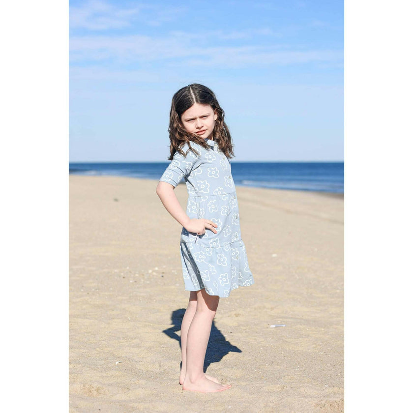 Tiered Flower 3/4 Sleeve Dress