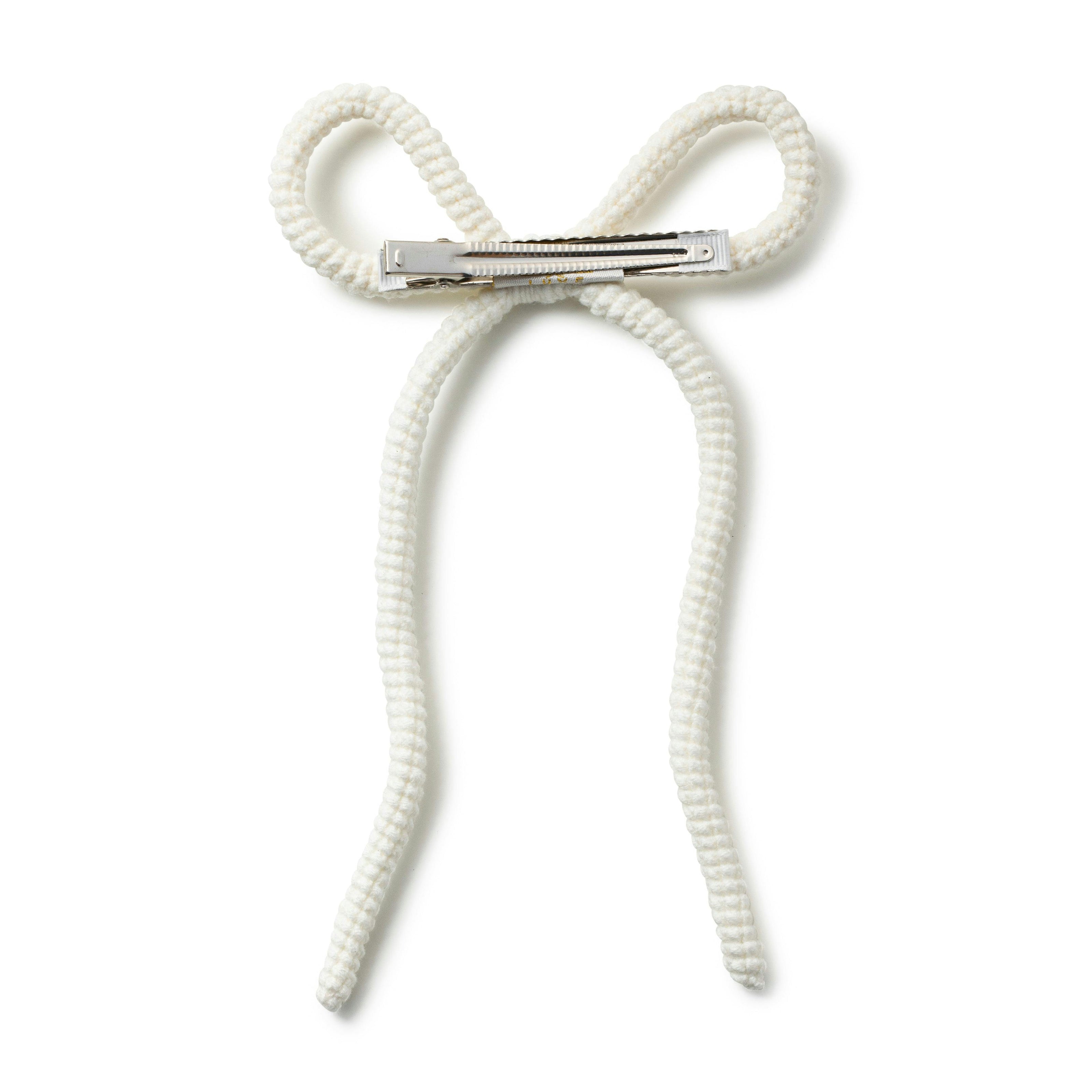 Halo Luxe Juliana Textured Knit Long Tail Clip - White