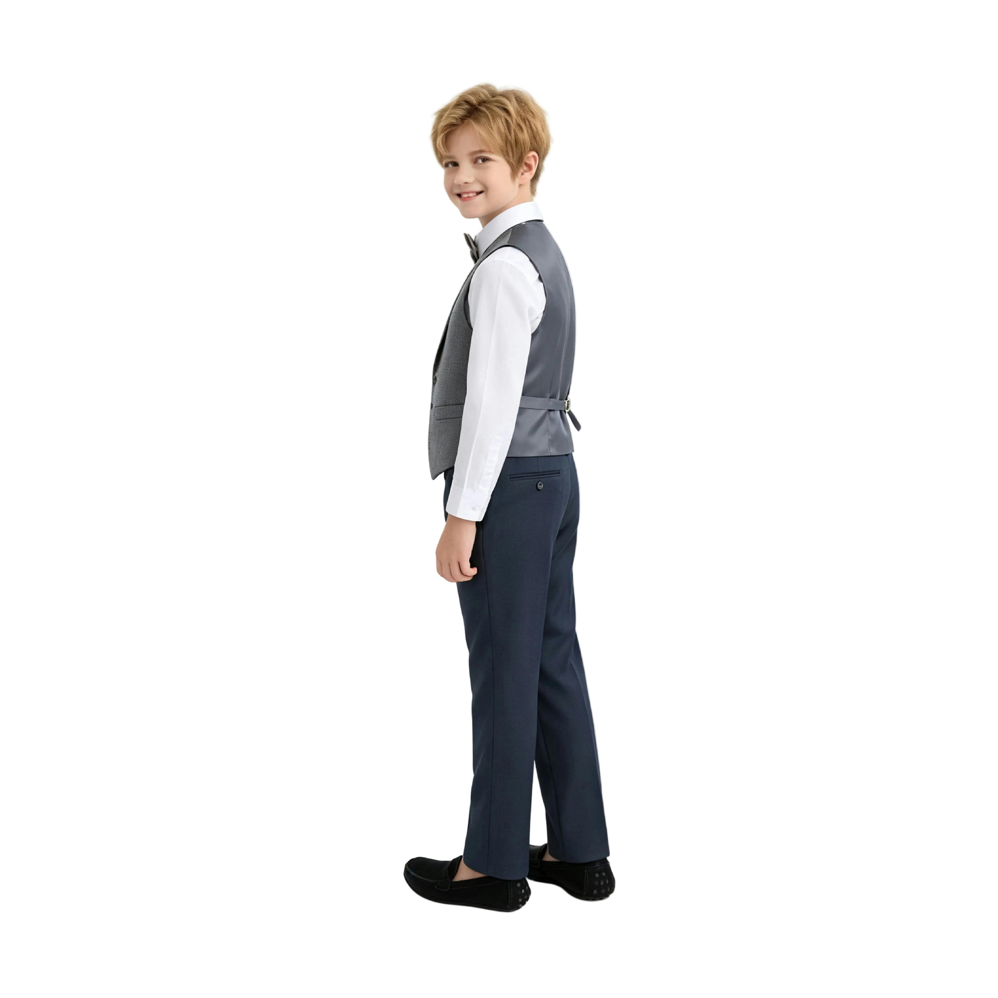 Gray Serge Formal Vest & Bow Tie Suit Set