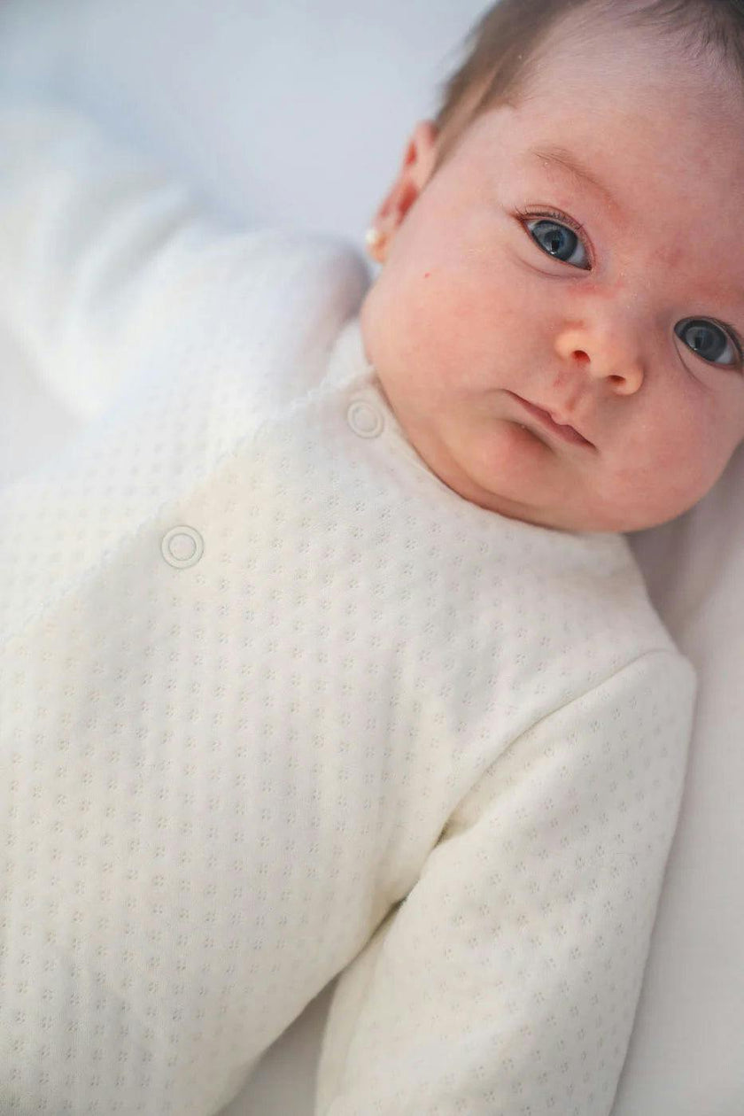 Gray Quilted Pima Cotton Baby One-Piece Pajamas