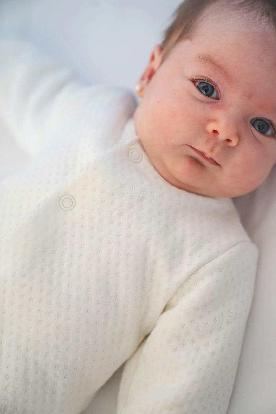 Gray Quilted Pima Cotton Baby One-Piece Pajamas