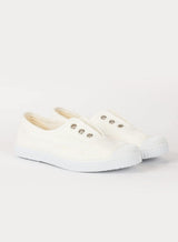 Hampton Canvas Plum Plimsolls in White