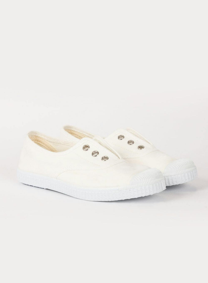 Hampton Canvas Plum Plimsolls in White