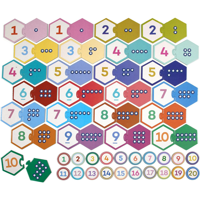Hexagon Puzzle Pairs: Numbers