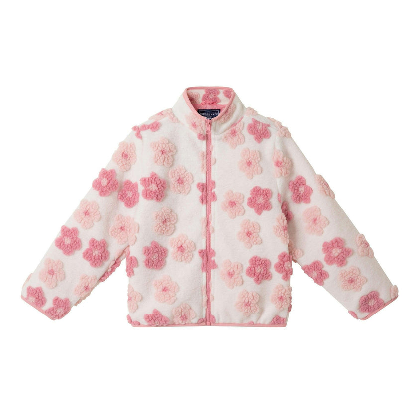 Girls Zip-Up Sherpa Jacket | Floral