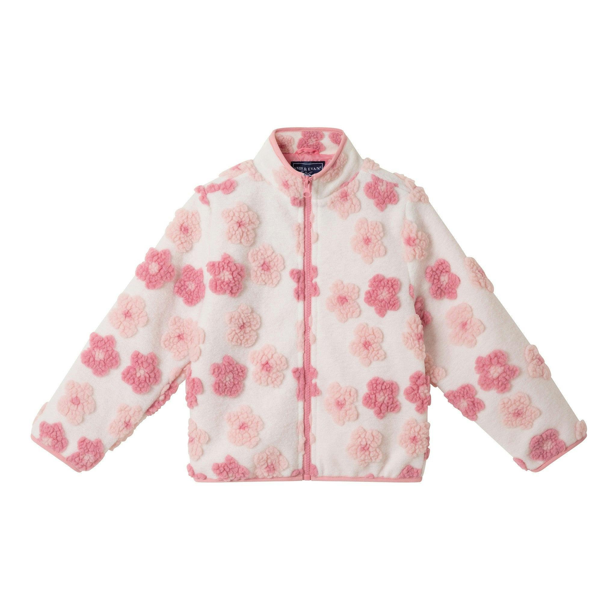 Girls Zip-Up Sherpa Jacket | Floral