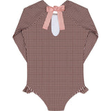 girls cocoa gingham rashguard one piece