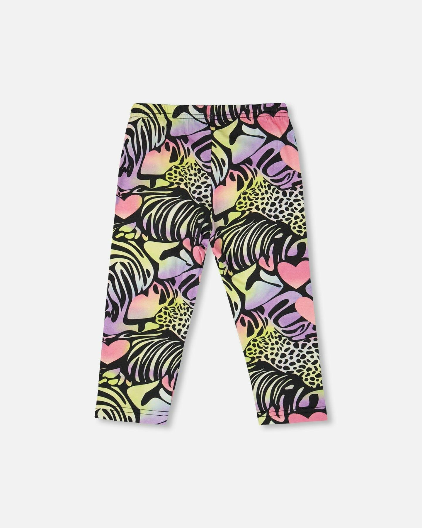 Organic Cotton Jersey Capri Black Printed Multicolor
