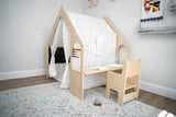 Flair | Indoor Wooden Playhouse with Desk, Chair & Chalkboard for Toddlers and Kids