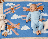 Baby Cotton Knit Blanket - Planes