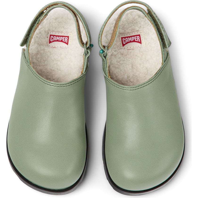 Brutus Fur Cushion Back Velcro Strap Leather Sandals, Green