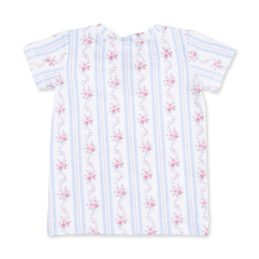 Anna Floral Stripe - Short Sleeve Loungewear Set