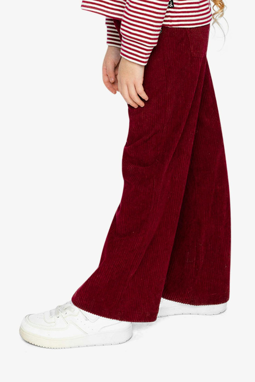 Stretch Corduroy Wide Leg Pants Reddish-Brown