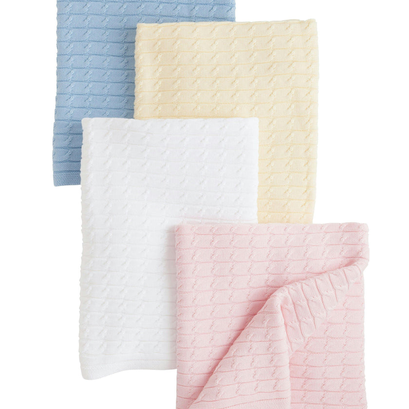 Cable Knit Blanket - Light Blue