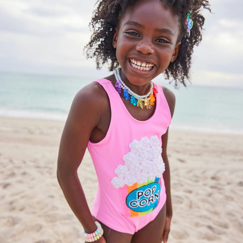 Popcorn & Pearls Sleeveless One-Piece Swimsuit
