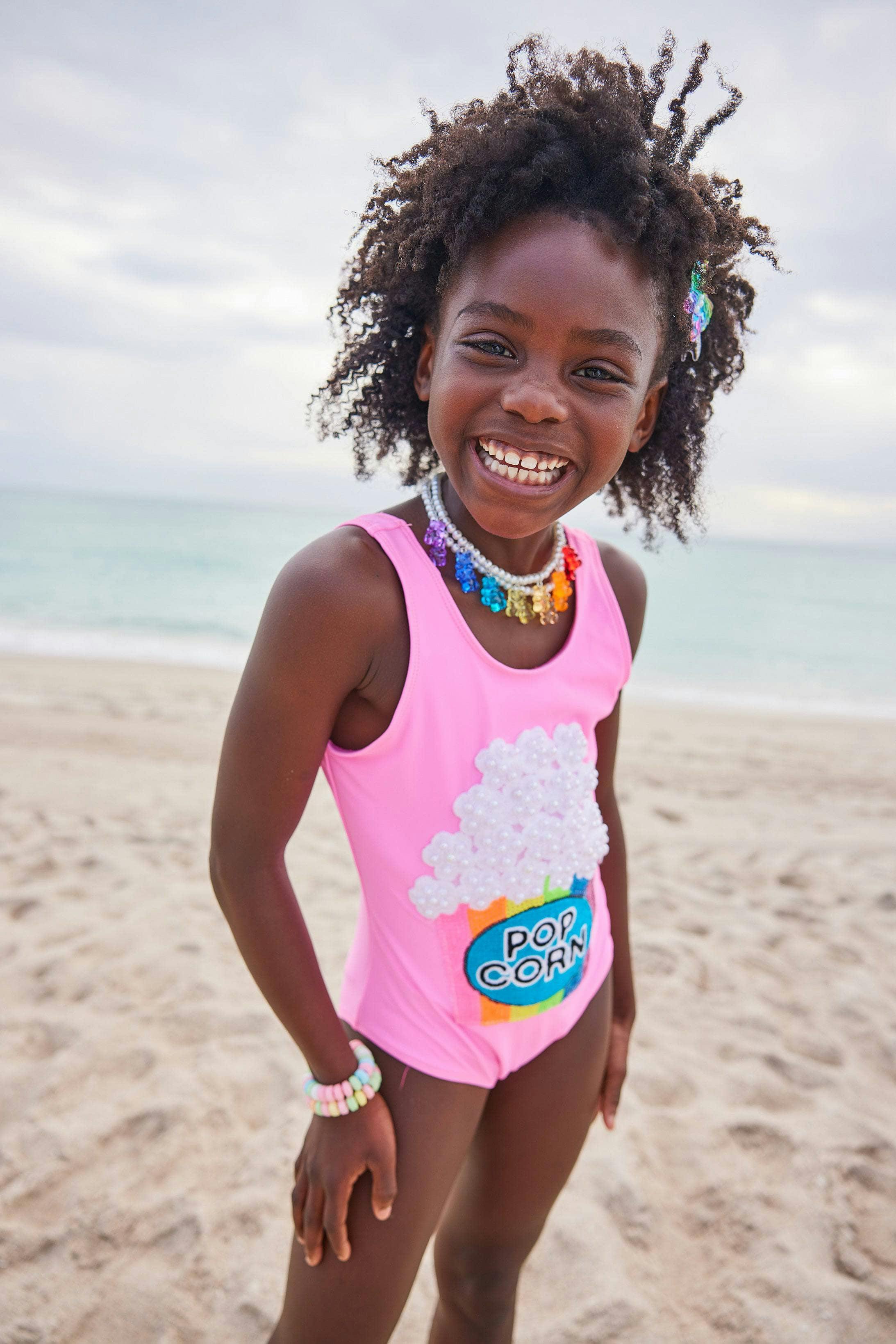 Popcorn & Pearls Sleeveless One-Piece Swimsuit