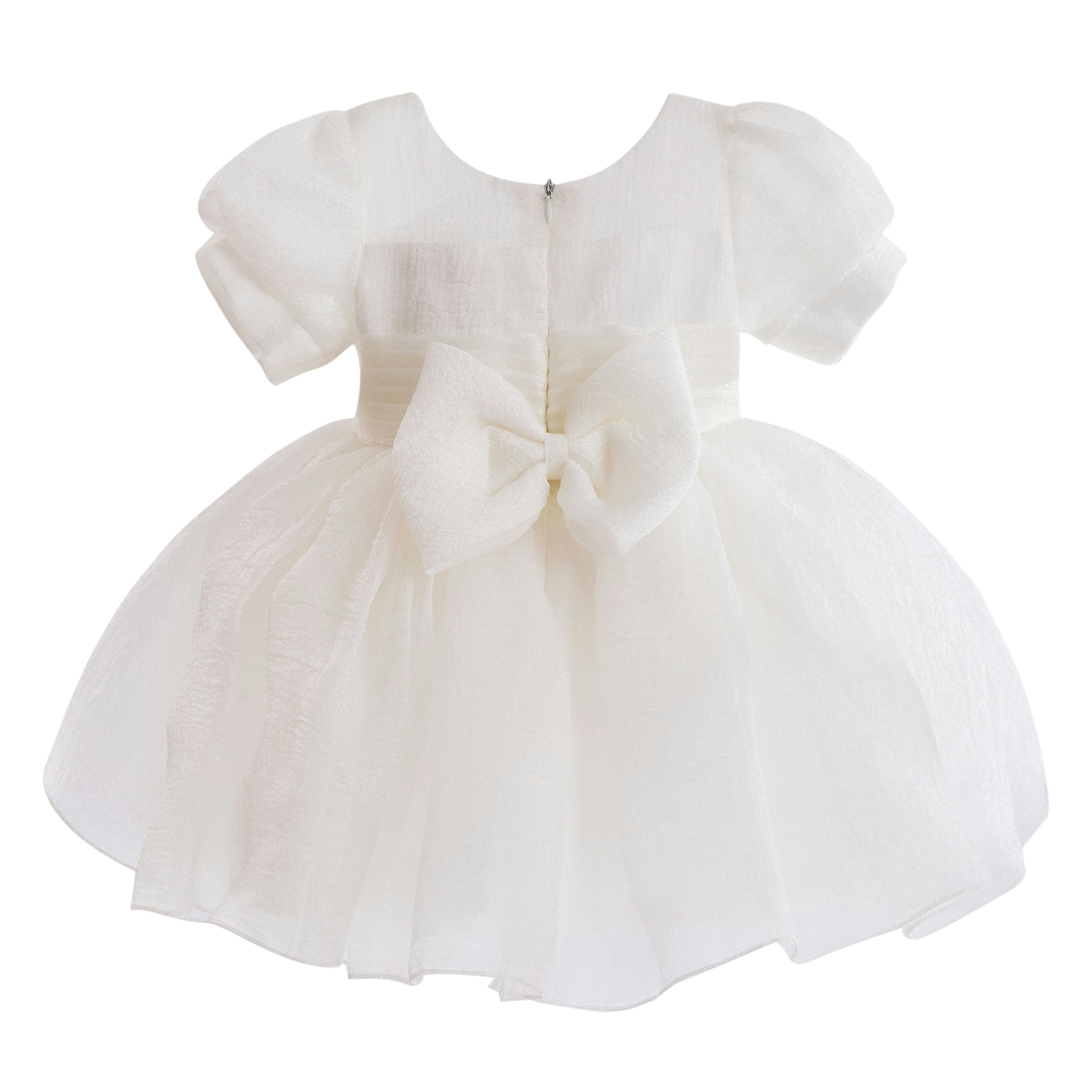 Ivory Brixton Puff-Sleeve Party Dress