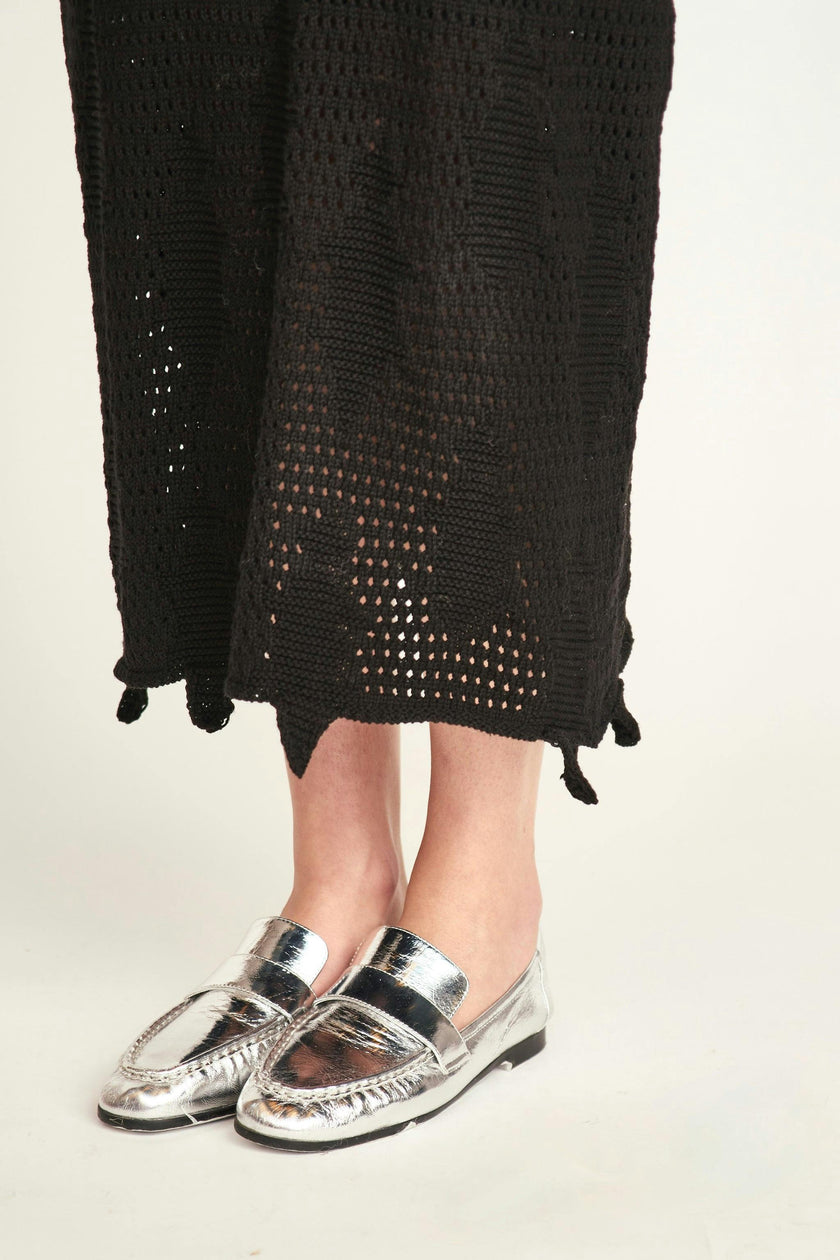Lokaro Pointelle Skirt in Black