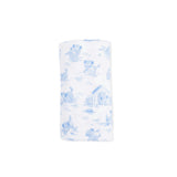 Puppy Toile Blue - Swaddle Blanket