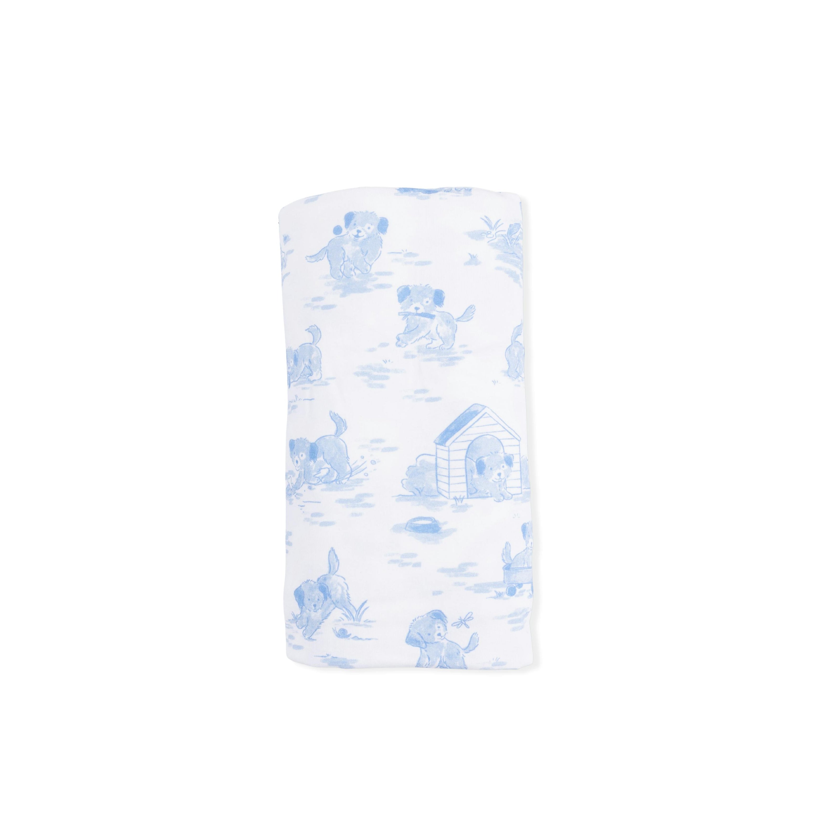 Puppy Toile Blue - Swaddle Blanket