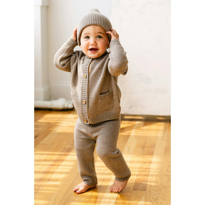 Merino Wool Baby Gift Set in Heather Brown