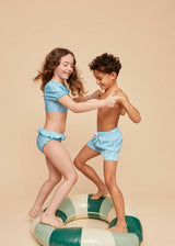 Sky Blue Bandana Boys' Swim Shorts