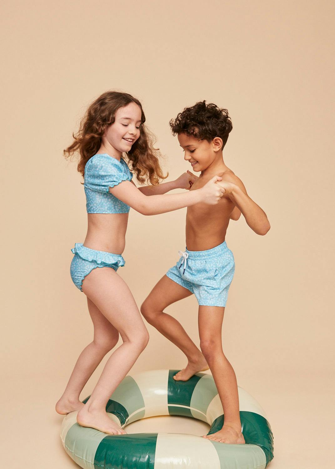 Sky Blue Bandana Boys' Swim Shorts
