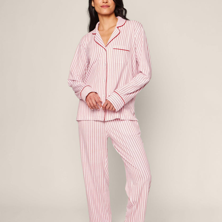 Women's Pima Pajama Set in Antique Red Ticking