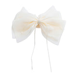 Ivory Chiffon Bow Claw Clip with Rhinestone Center