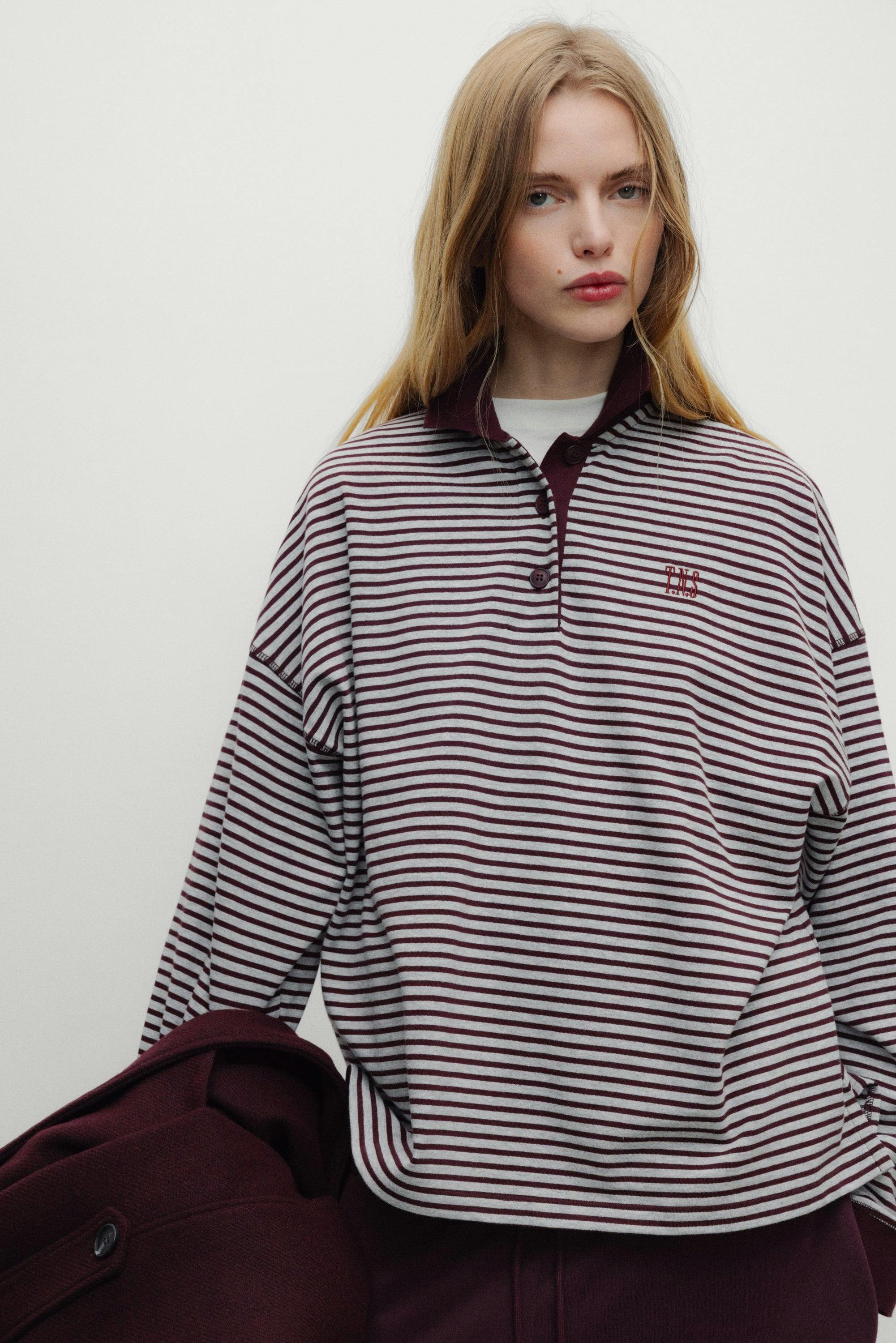 Ona Woman Polo Winetesting Stripe
