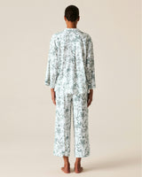 The Olivia Wide Leg Pima Pajama Set in Evergreen Timeless Toile
