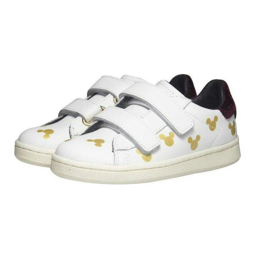 White Gold Mickey Print Shoes