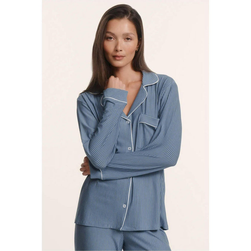 Gisele Printed TENCEL™ Modal Long PJ Set, Blue