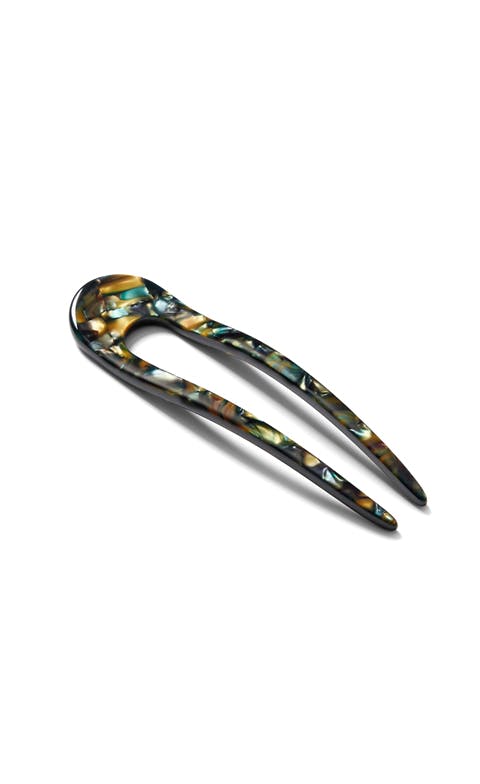 French Hair Pin in Green Tortoise