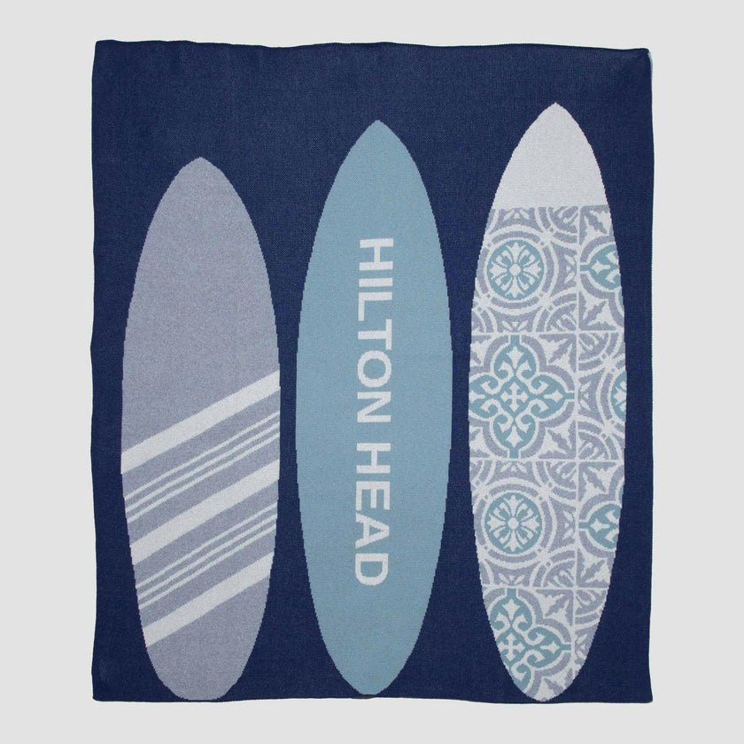 Custom Personalized Sustainable Knit Throw Blanket - Surfboards
